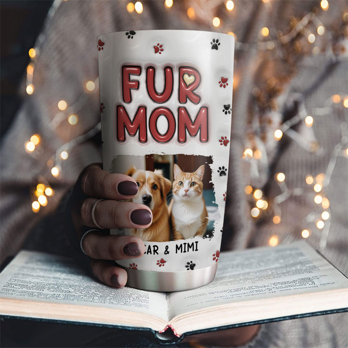 Lovely Fur Mom Photo - Personalized Custom 3D Inflated Effect Tumbler