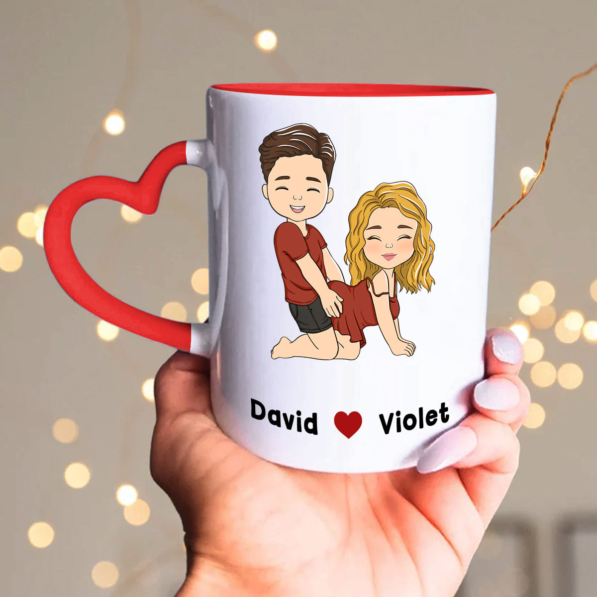 You Lucky Bastard - Personalized Custom Heart Handle Mug