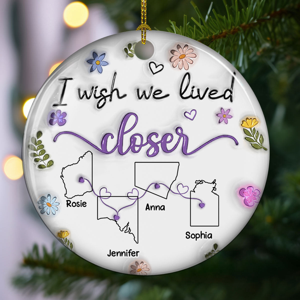 I Wish We Lived Closer Australia Version - Personalized Custom 3D Inflated Effect Ceramic Ornament