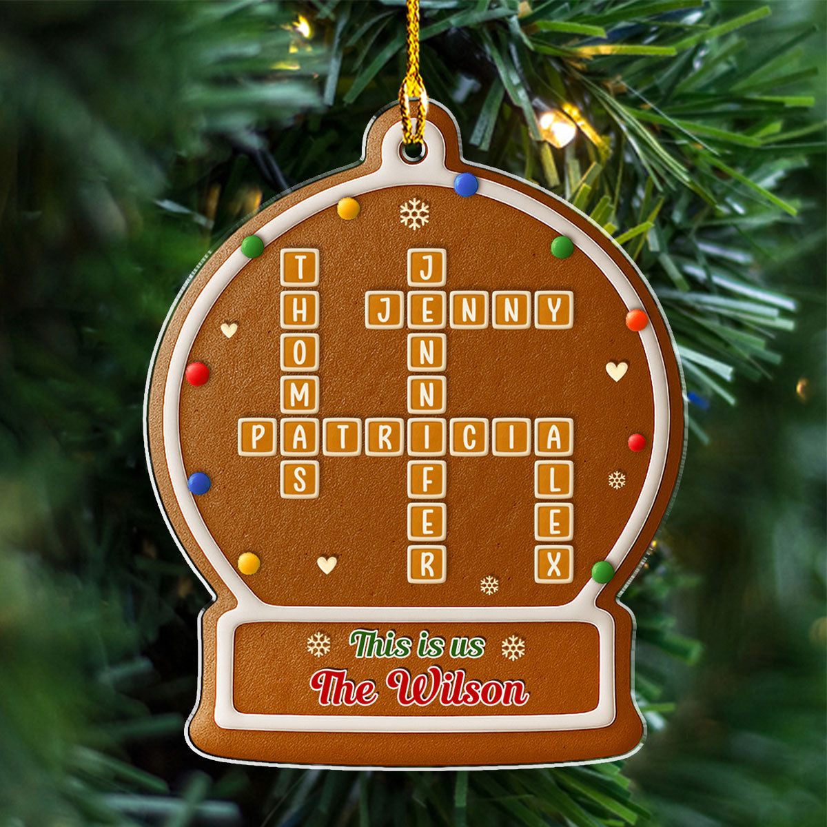 Gingerbread Ball - Personalized Custom 3D Effect Acrylic Ornament