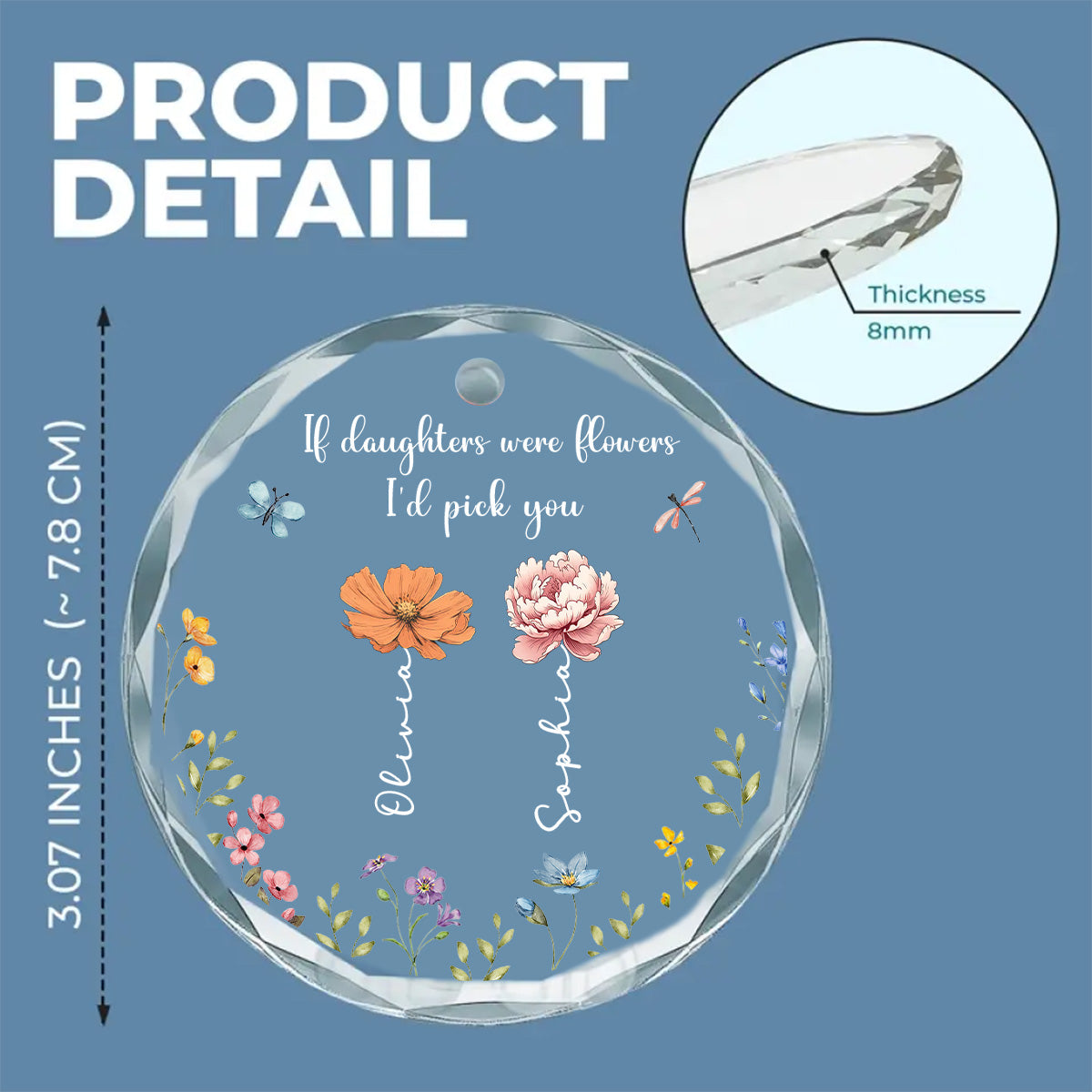If Daughters Were Flowers - Personalized Custom Glass Ornament