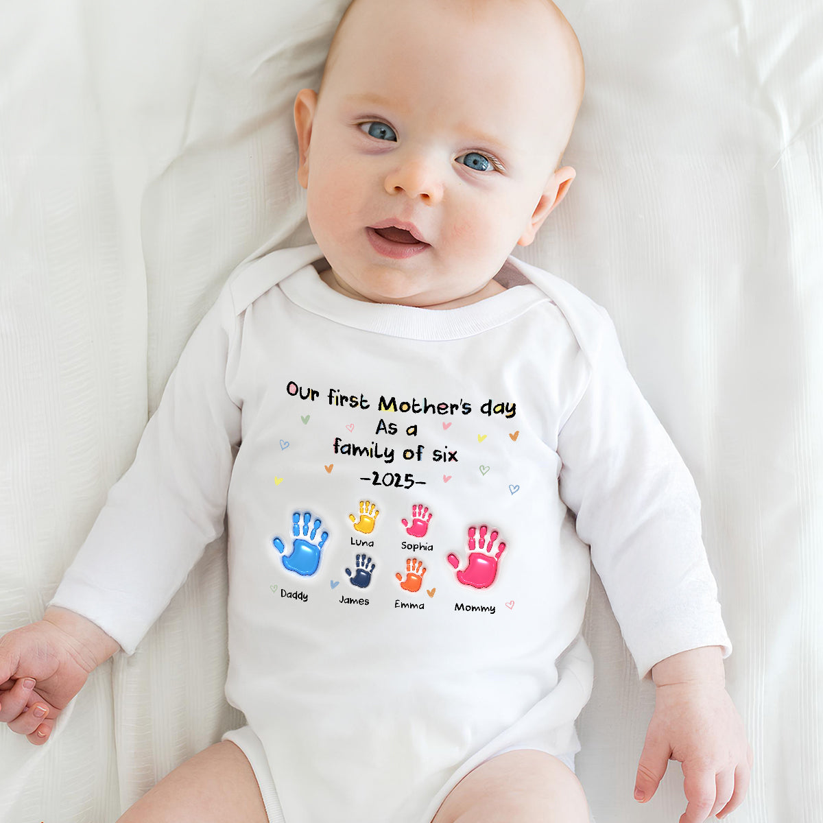 First Mother Day - Personalized Custom Long Sleeve Baby Onesie