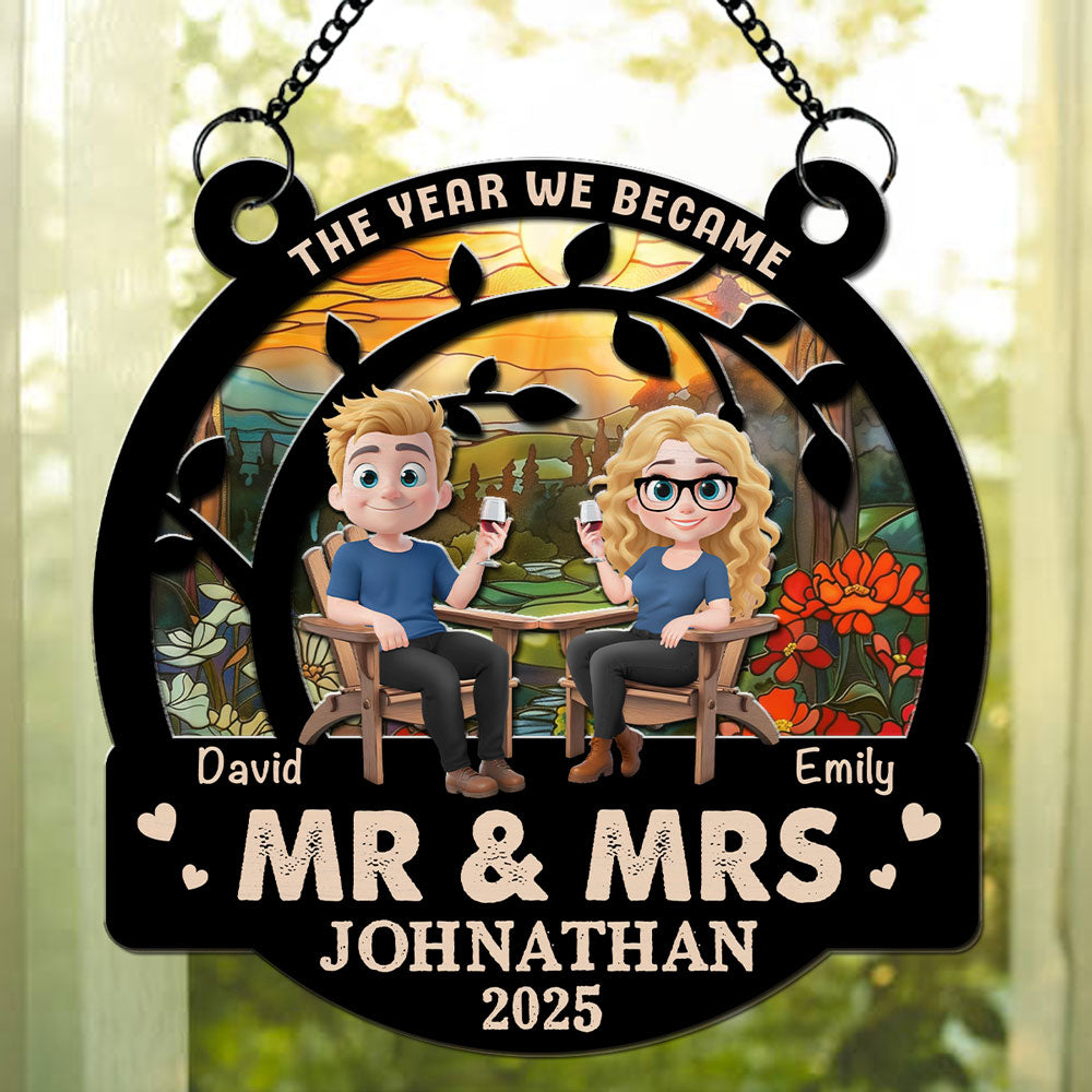 The Year We Became Mr And Mrs - Personalized Custom Suncatcher