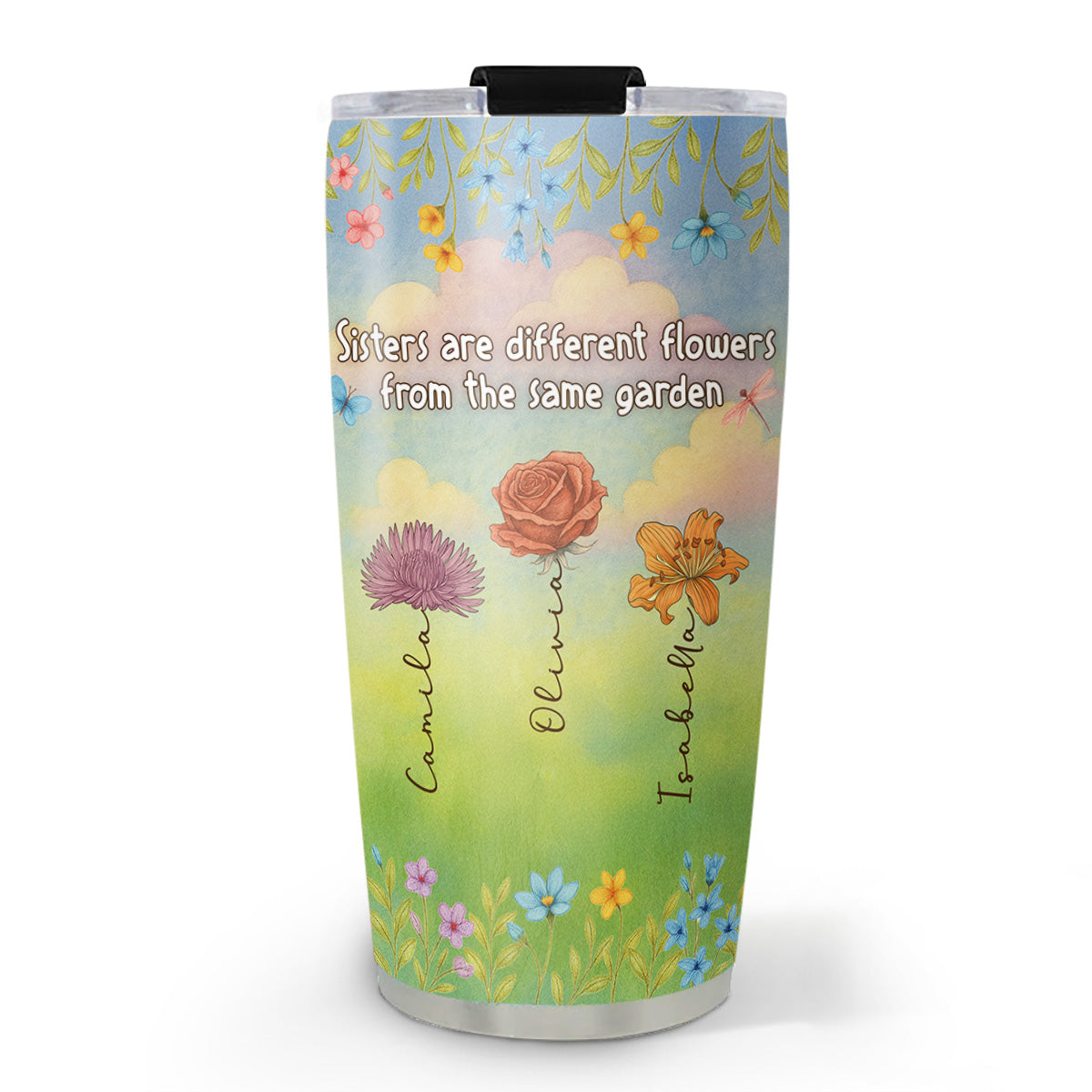 Sisters Grow Together In Beauty - Personalized Custom Tumbler