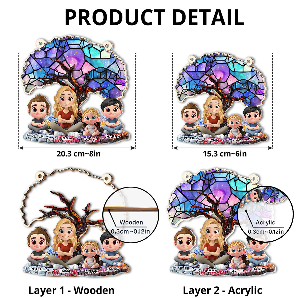 Happy Mom Of Us - Personalized Custom Suncatcher