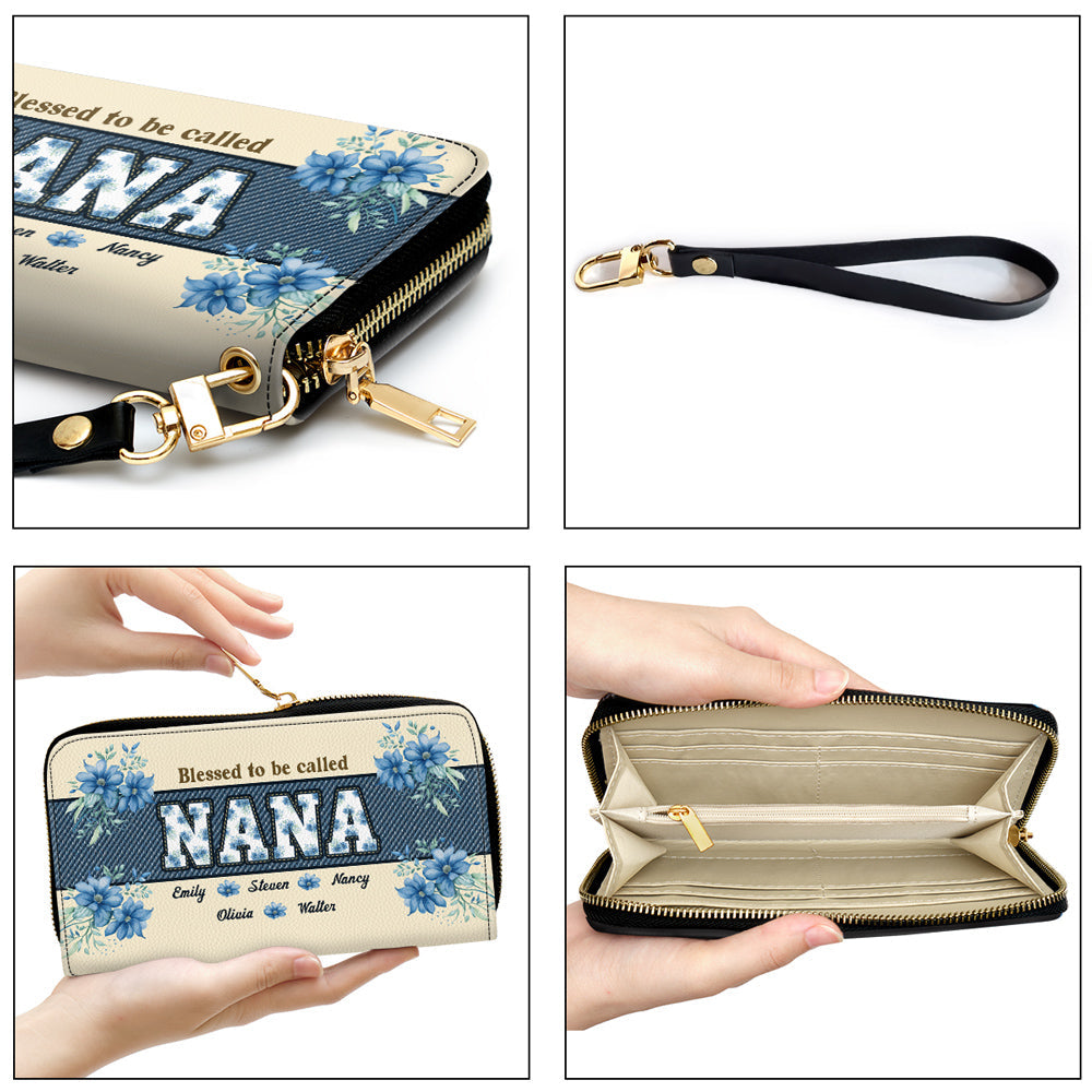 Blessed To Be Called Grandma - Personalized Custom Leather Wallet