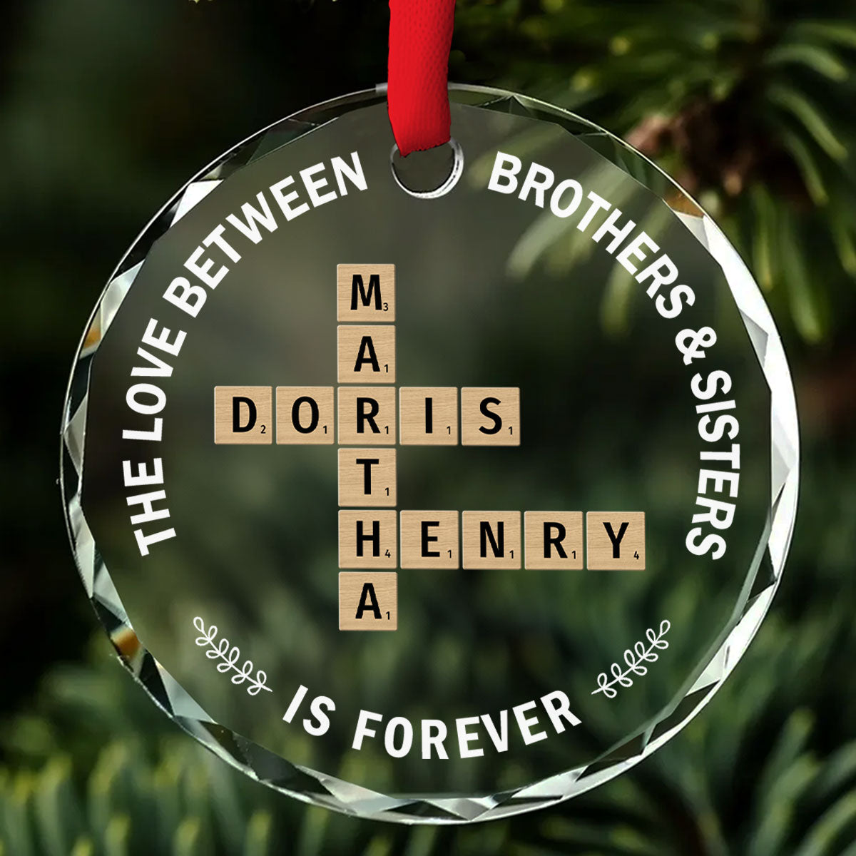 Siblings Forever - Personalized Custom Glass Ornament