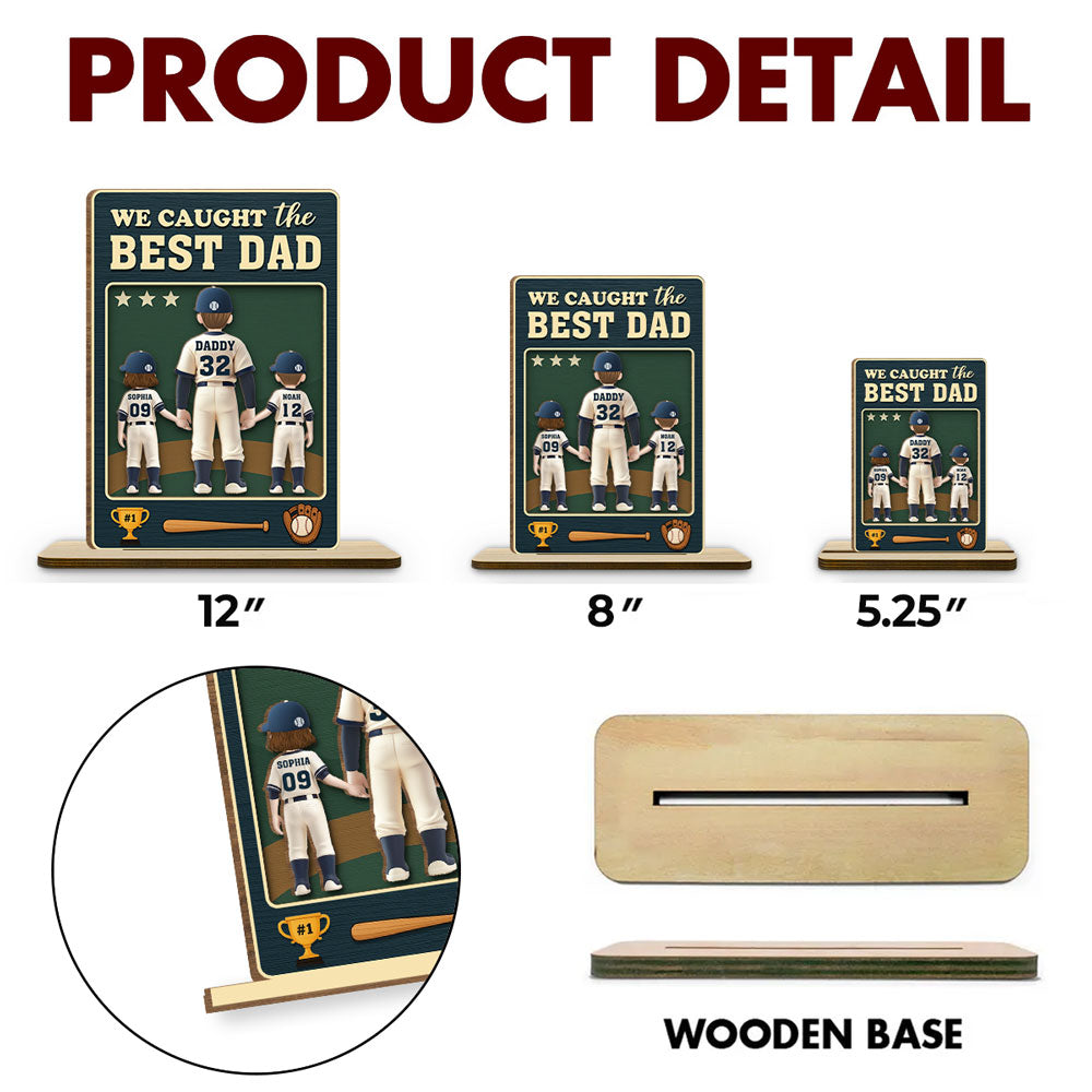 Daddy And His Teammate - Personalized Custom 2-Layer Wood Plaque With Flat Base