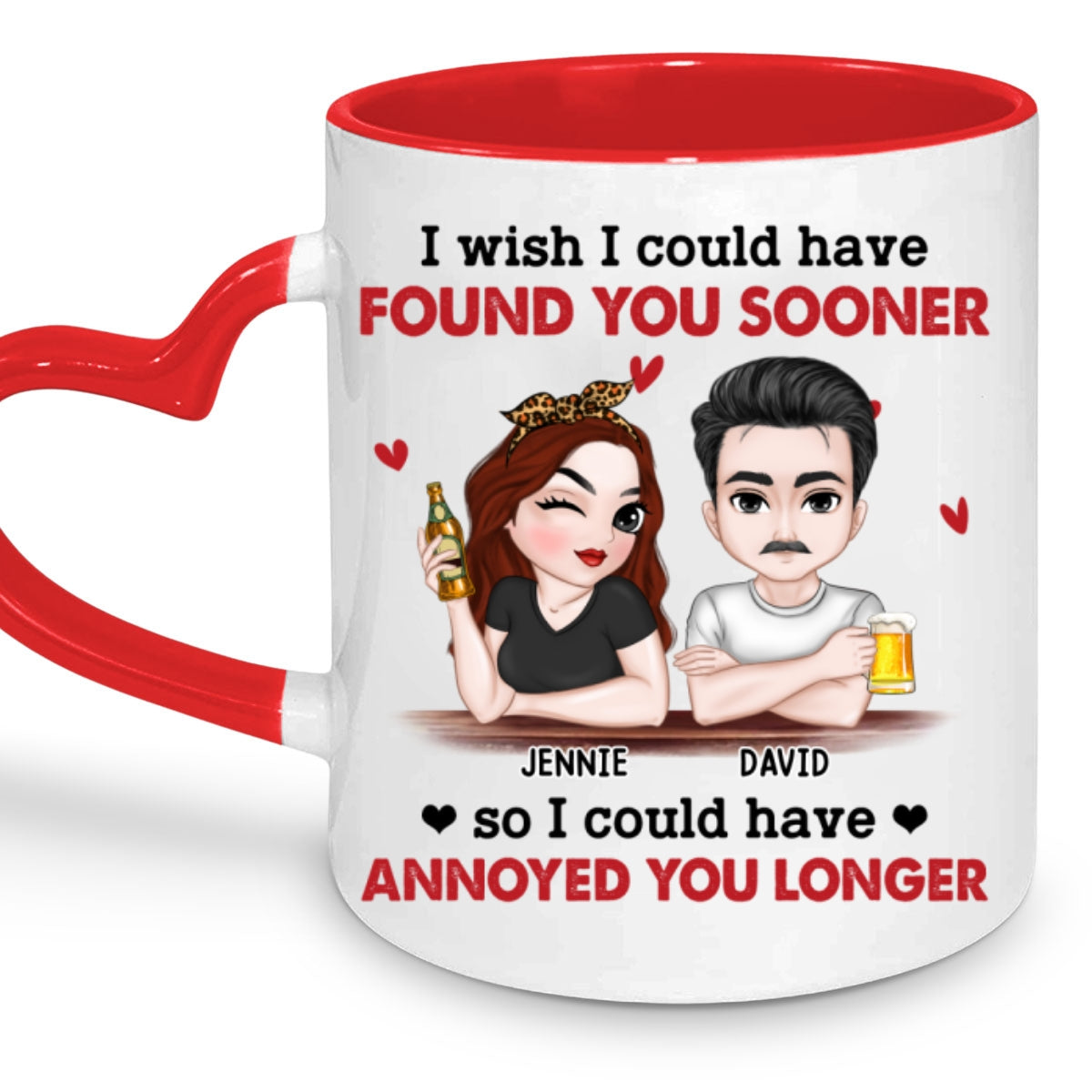 I Wish I Could - Personalized Custom Heart Handle Mug