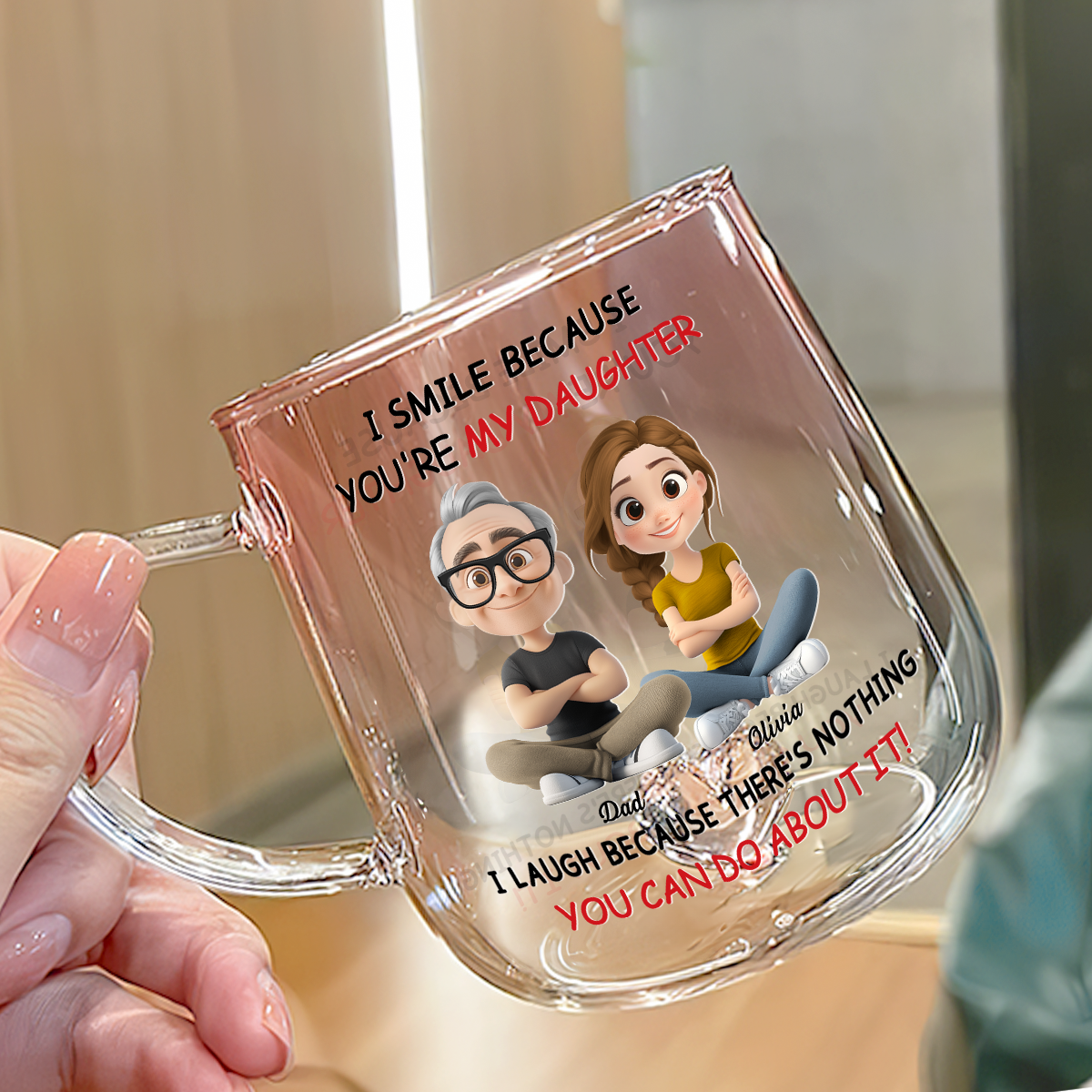 My Daughter - Personalized Custom Pink Gradient Glass Mug