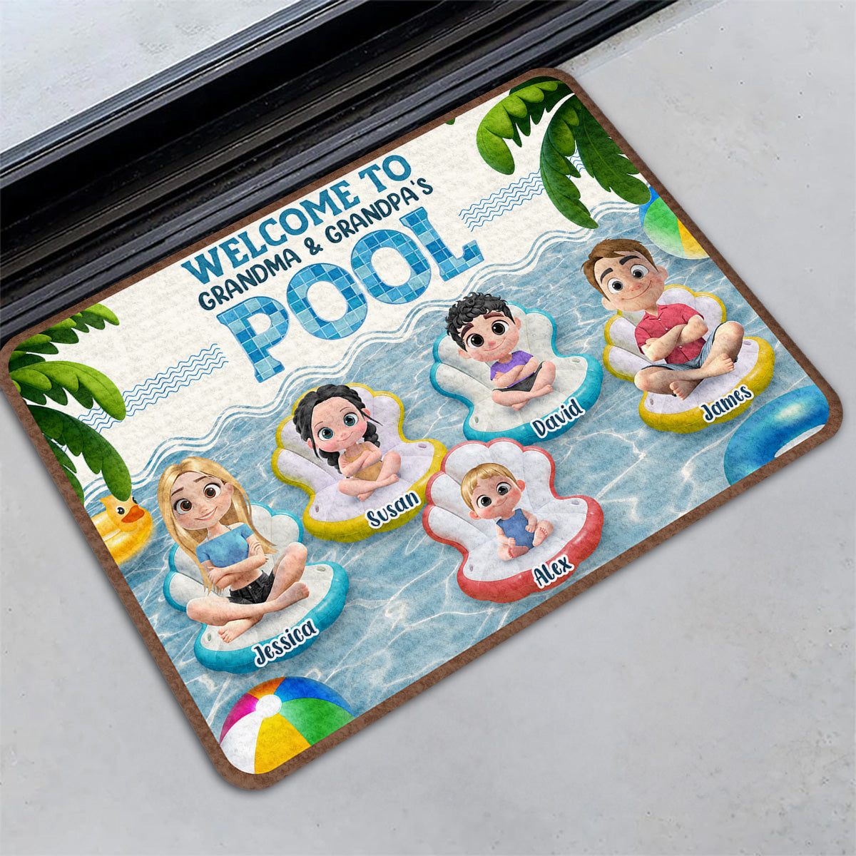 Better At Grandma Pool - Personalized Custom Doormat