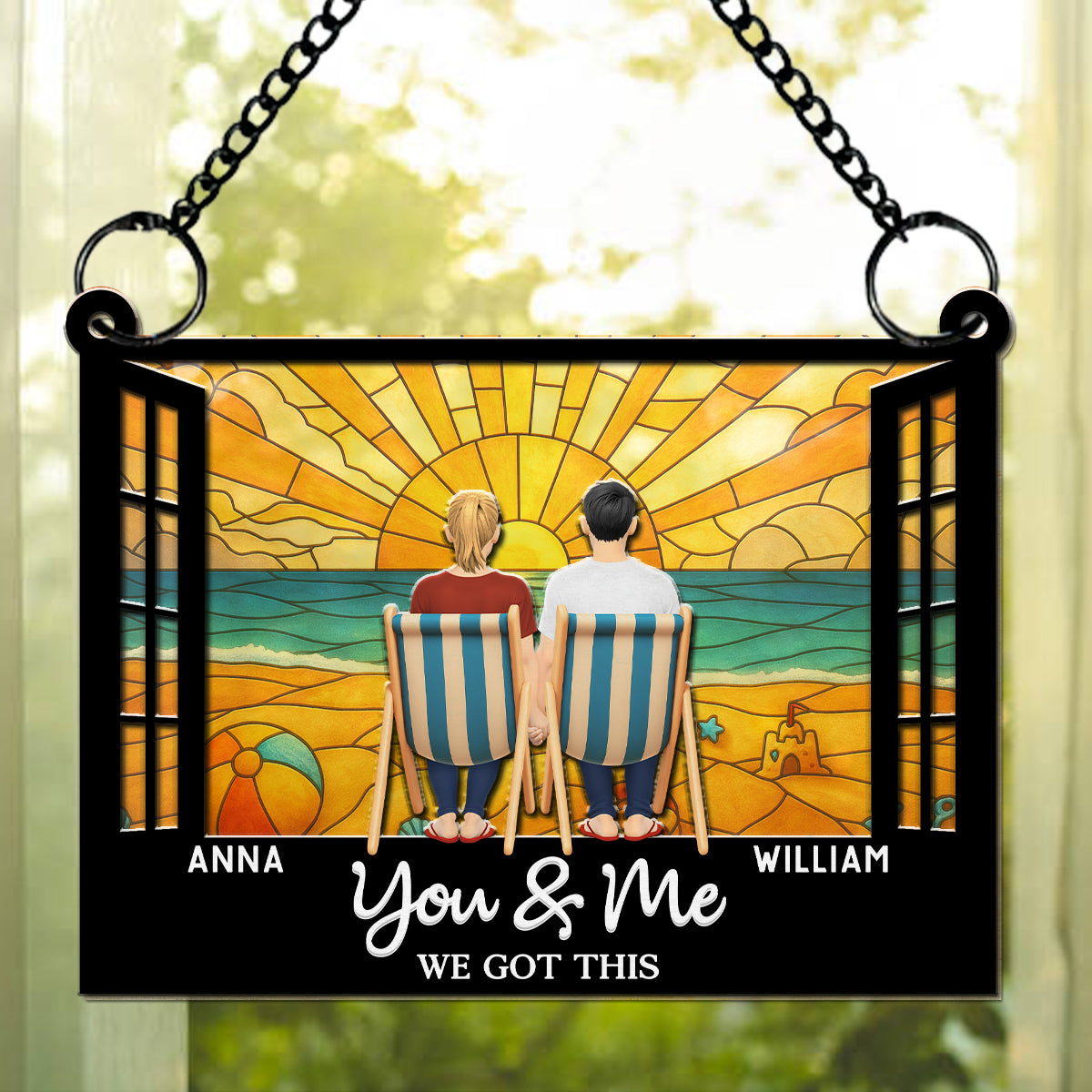 You And Me And The Beach - Personalized Custom Suncatcher