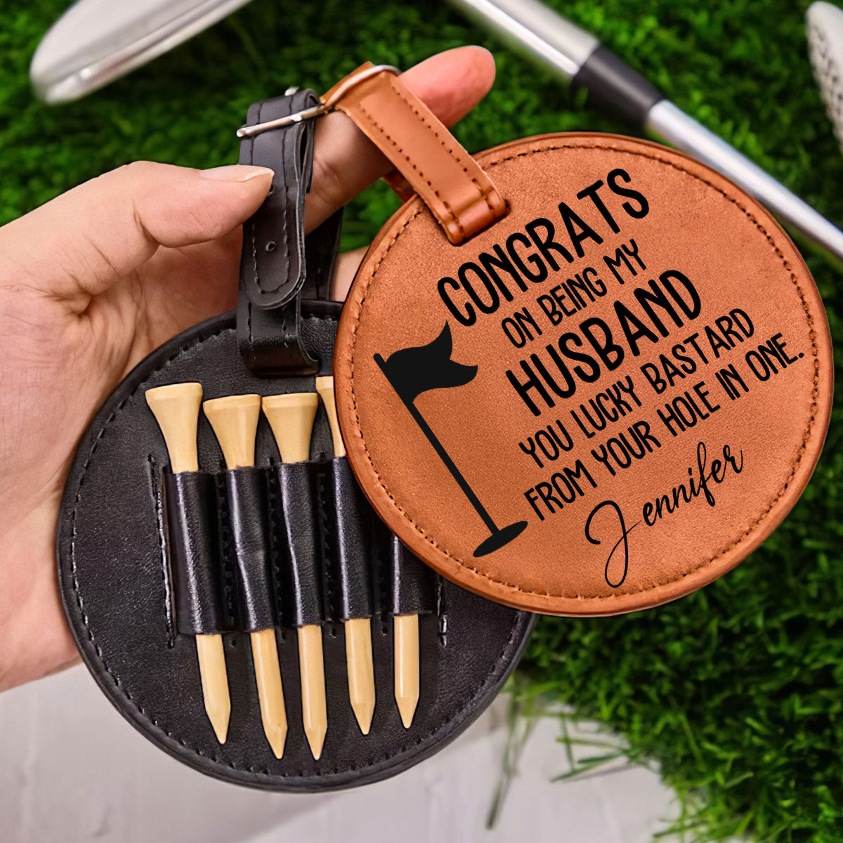 Congrats On Being My Husband - Personalized Custom Golf Tee Bag