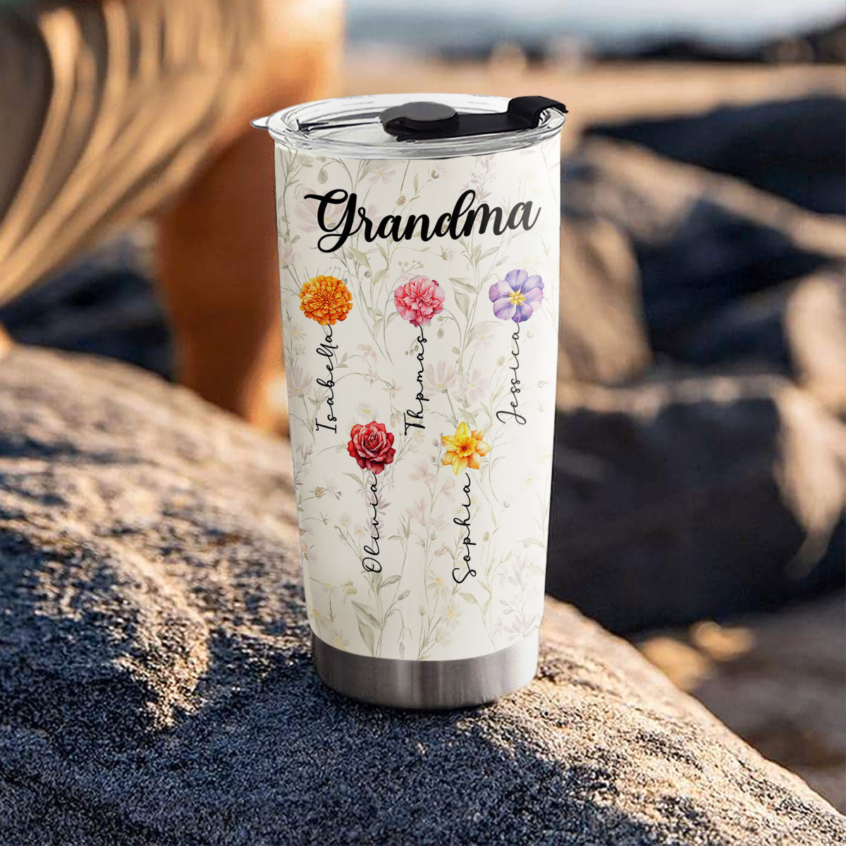 Grandma Lovely Flowers - Personalized Custom Tumbler