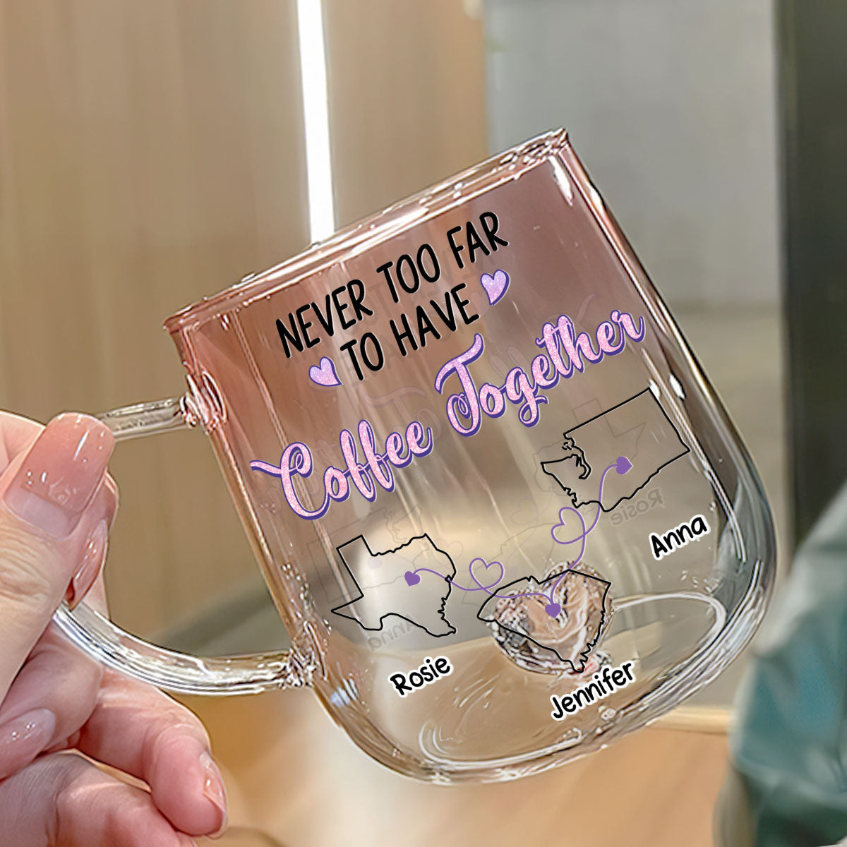 To Have Coffee Together- Personalized Custom Pink Gradient Glass Mug