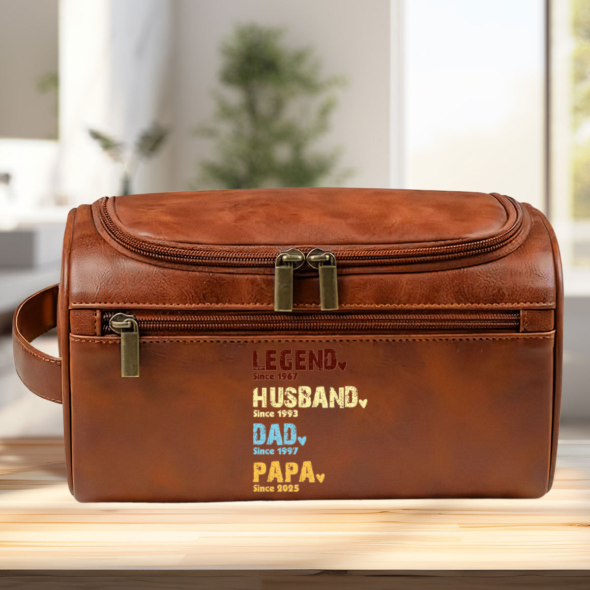 Legend Husband Dad Grandpa - Personalized Custom Leather Toiletry Bag