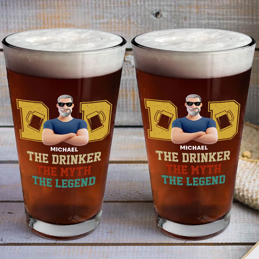The Drinker The Myth The Legend - Personalized Custom Beer Glass