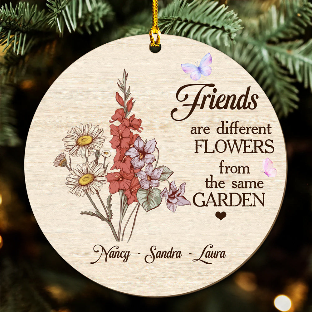 Sisters Are Different Flower - Personalized Custom Wood Ornament
