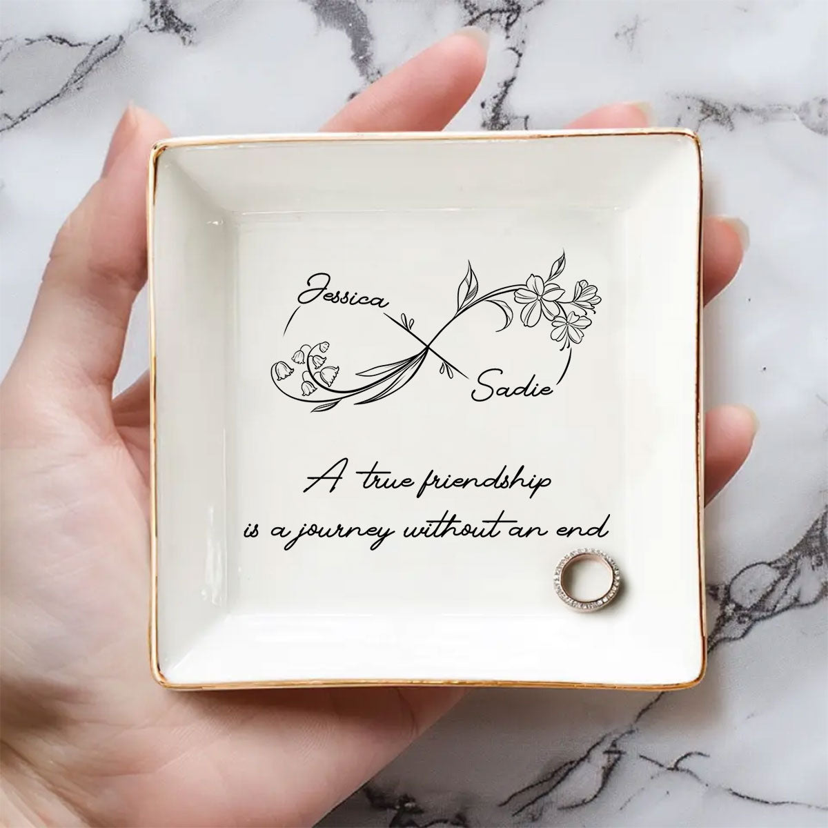 Journey Of Friendship - Personalized Custom Jewelry Dish