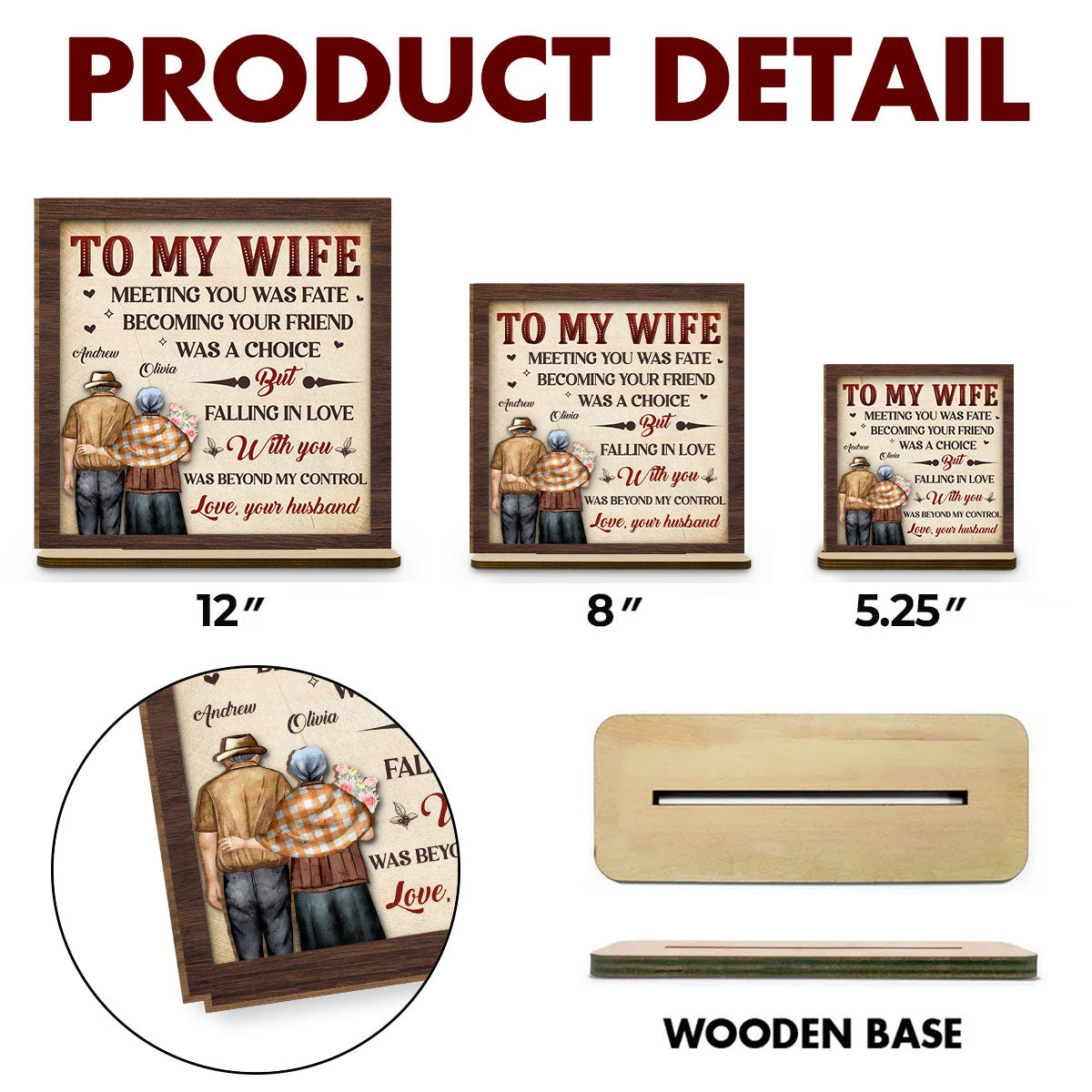 Fall In Love - Personalized Custom 2-Layer Wood Plaque With Flat Base