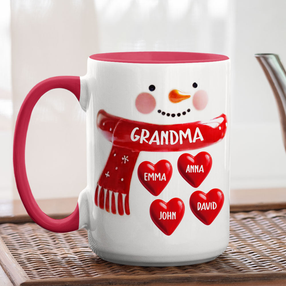 Snowman Grandma - Personalized Custom 3D Inflated Effect Accent Mug