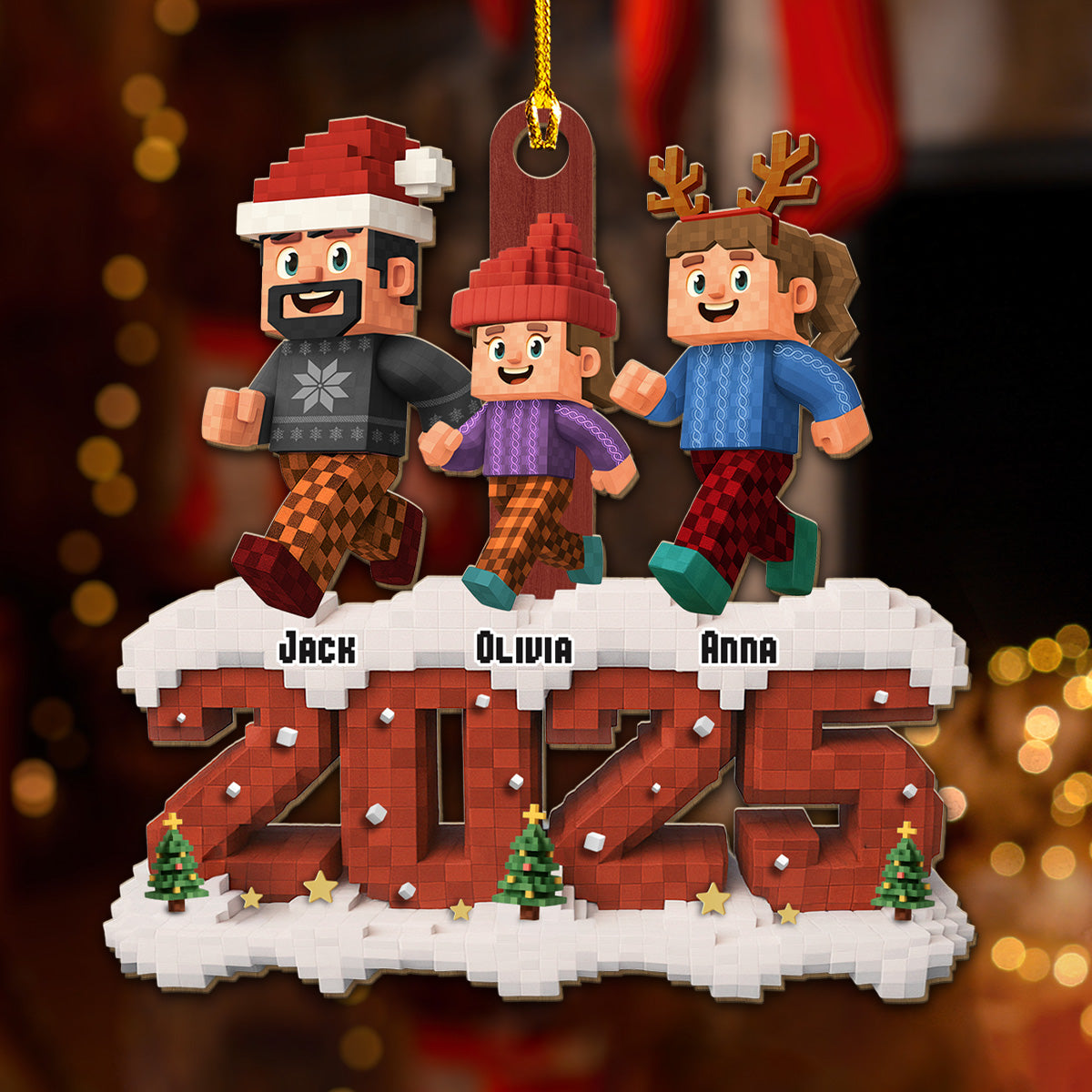 Our Family Square - Personalized Custom Wood Ornament