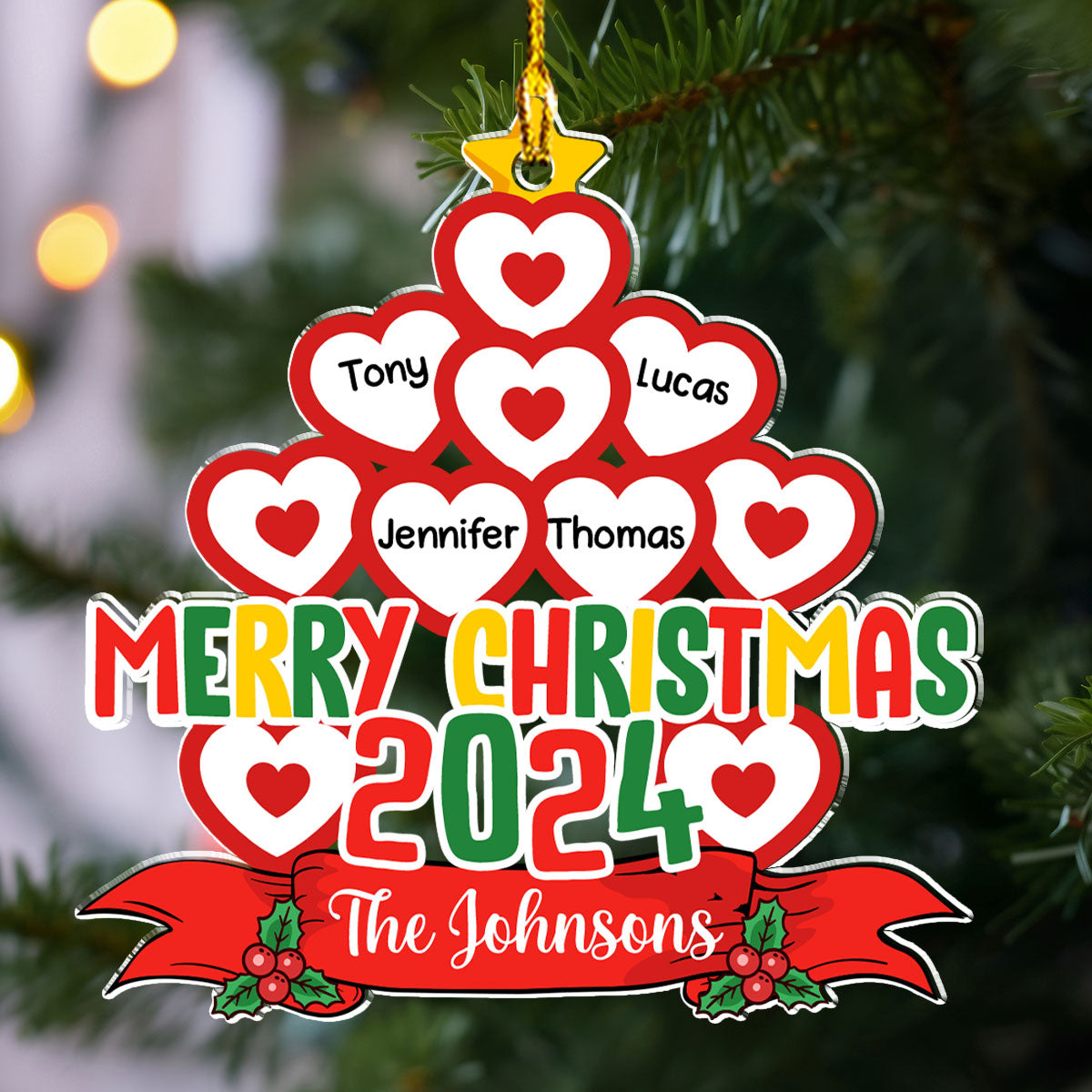 Family Makes The Season Merry And Bright - Personalized Custom Acrylic Ornament