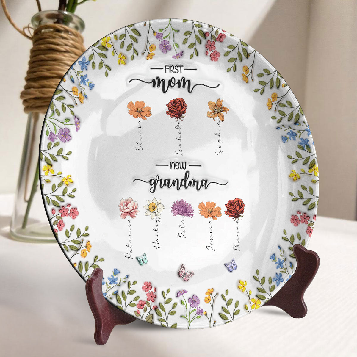 First Mom Now Grandma - Personalized Custom 3D Inflated Effect Plate