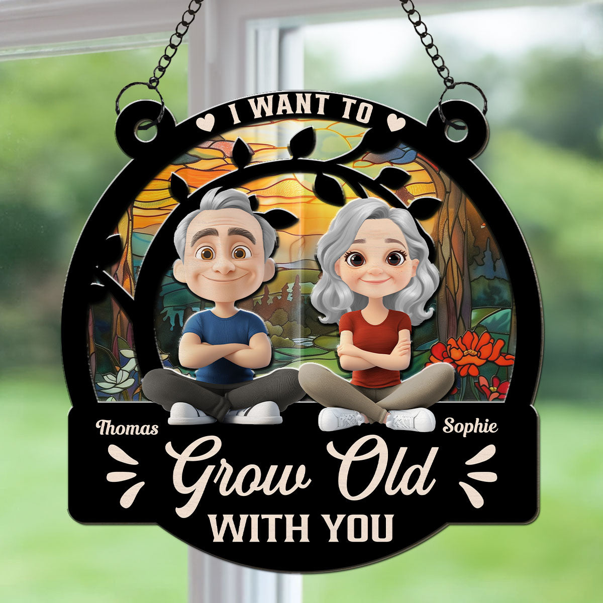 I Want To Grow Old With You - Personalized Custom Suncatcher