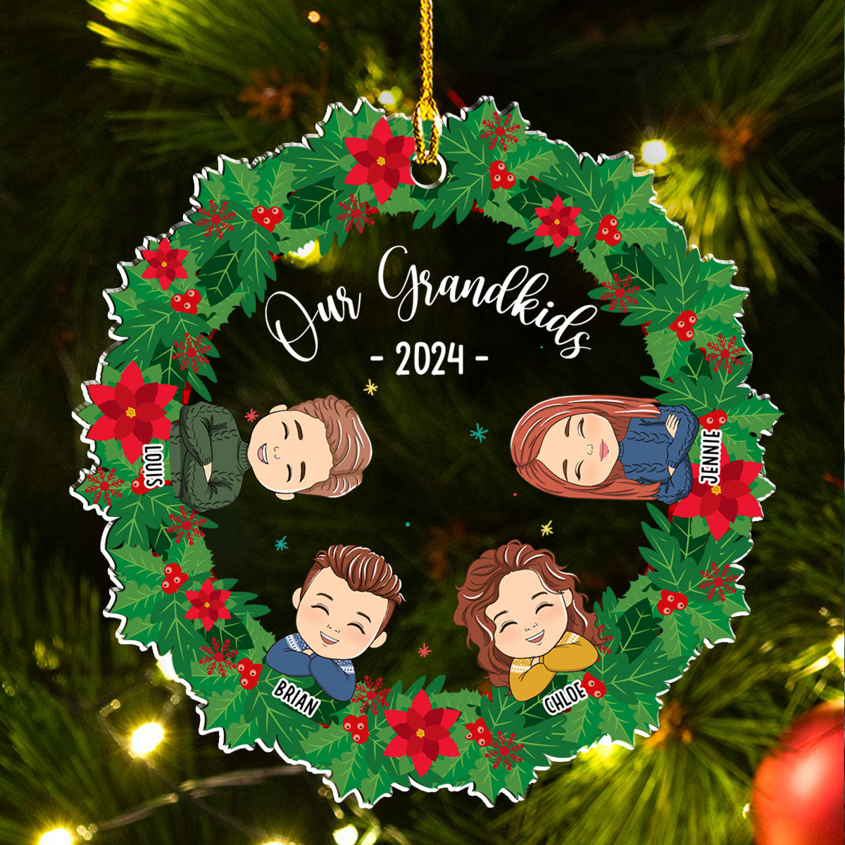 Christmas With My Grandkids - Personalized Custom Acrylic Ornament