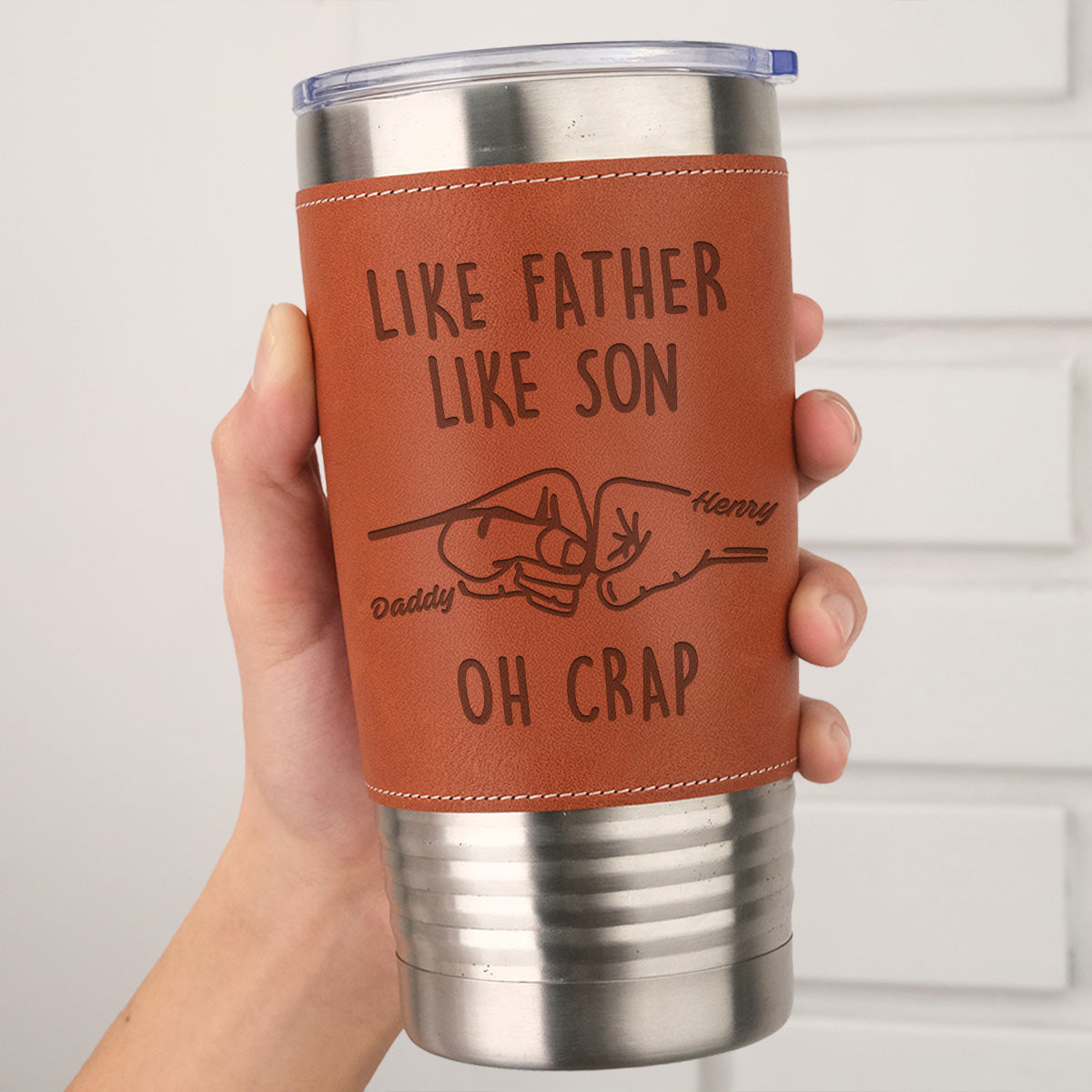 Like Father Like Son - Personalized Custom Engraved Leather Tumbler
