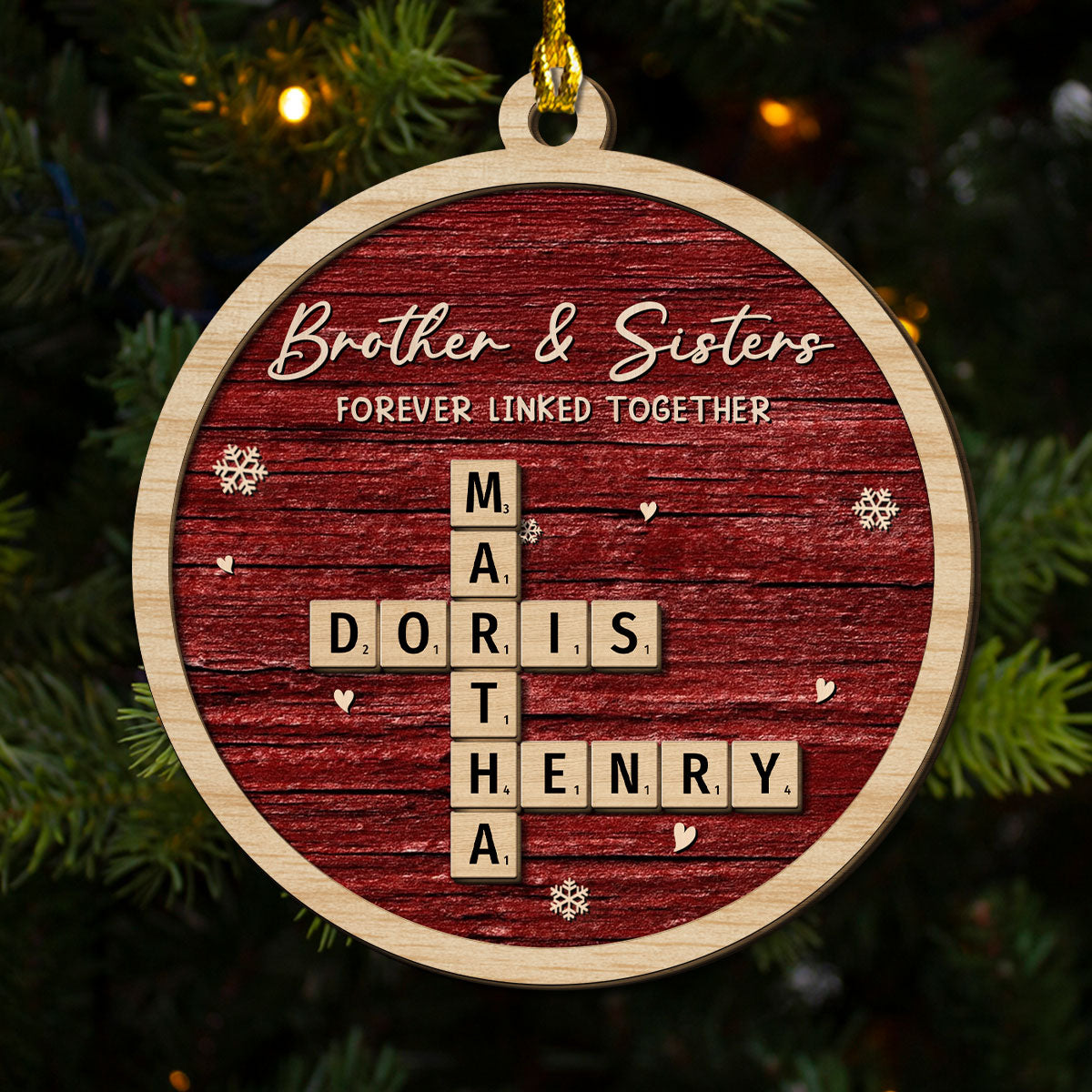 Family Ties That Never Break - Personalized Custom 2-Layered Wood Ornament