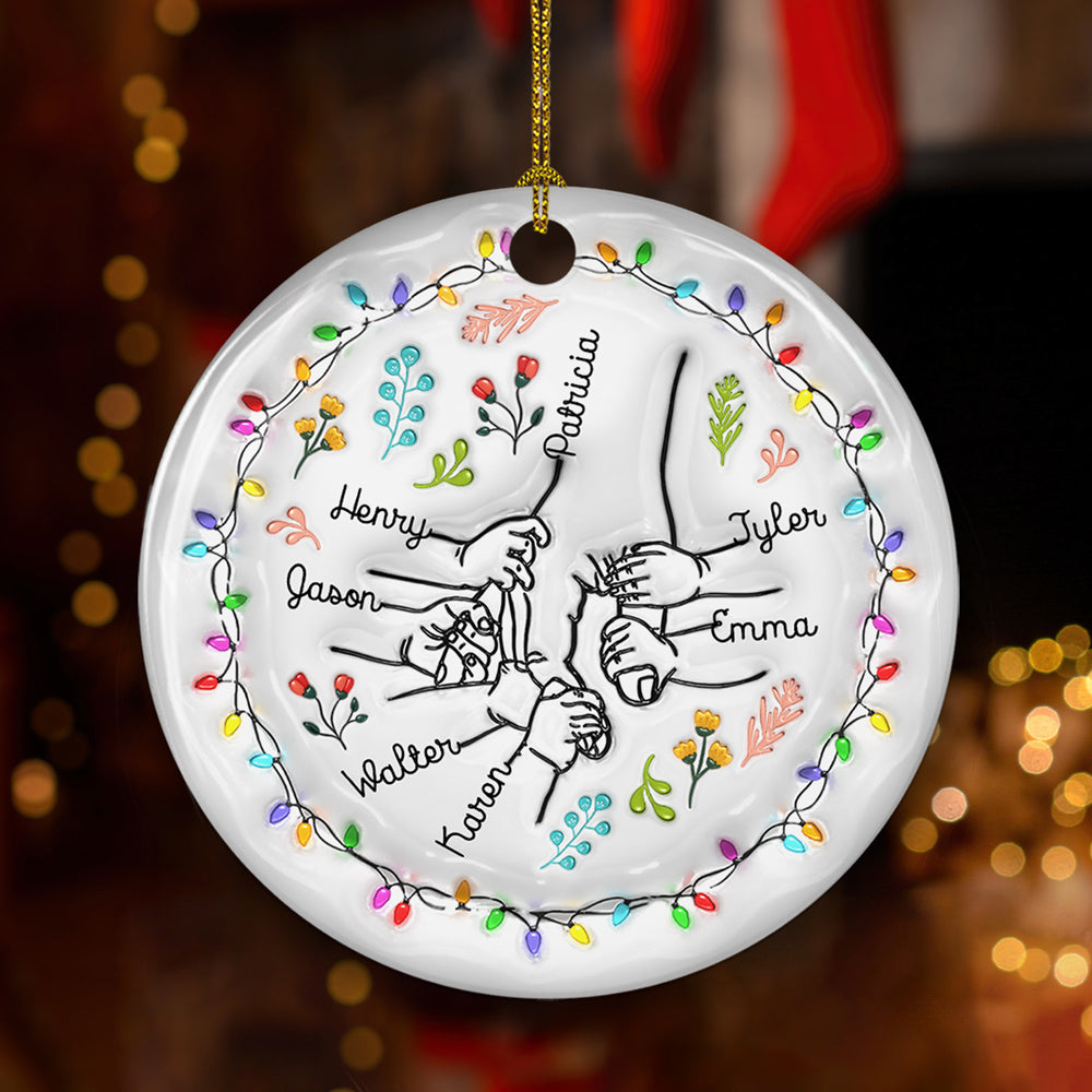 Nana Hold Our Hands - Personalized Custom 3D Inflated Effect Ceramic Ornament