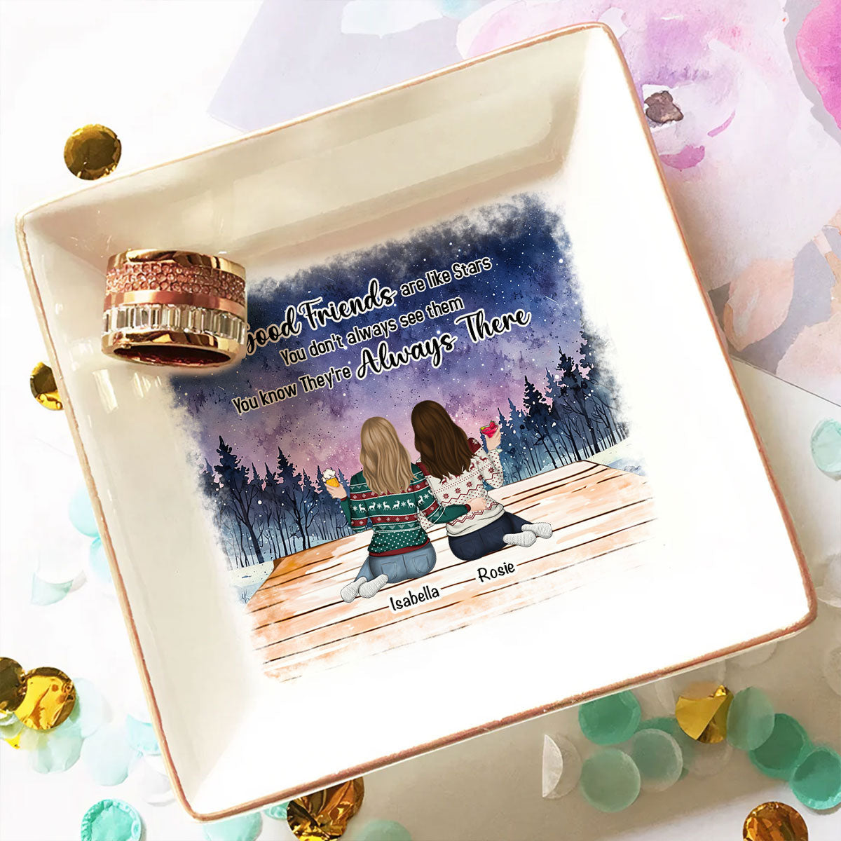 Good Friends Are Like Stars - Personalized Custom Jewelry Dish