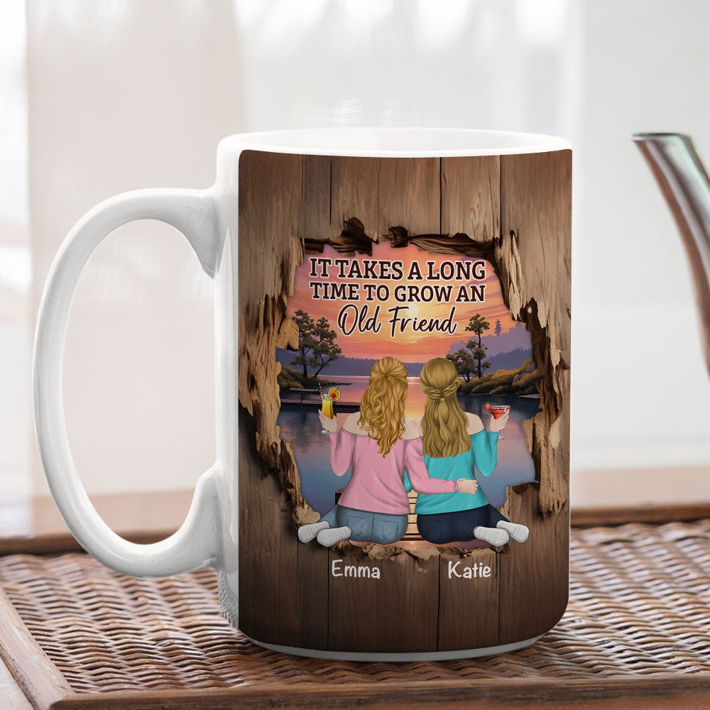 Friendship Is A Journey That Lasts A Lifetime - Personalized Custom Coffee Mug
