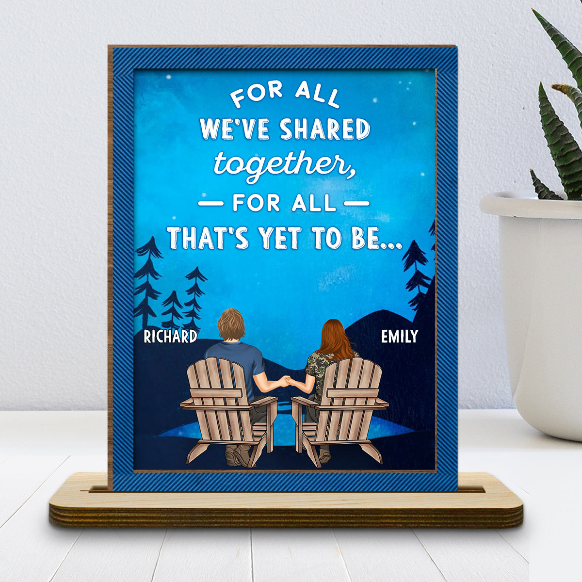 For The Present And Beyond - Personalized Custom 2-Layer Wood Plaque With Flat Base