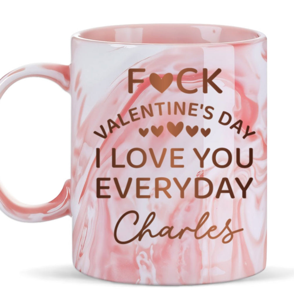 Naughty Valentine Day - Personalized Custom Pink Marble Mug