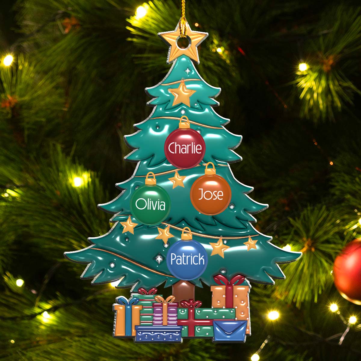 Family Tree Christmas 2024 - Personalized Custom 3D Inflated Effect Acrylic Ornament