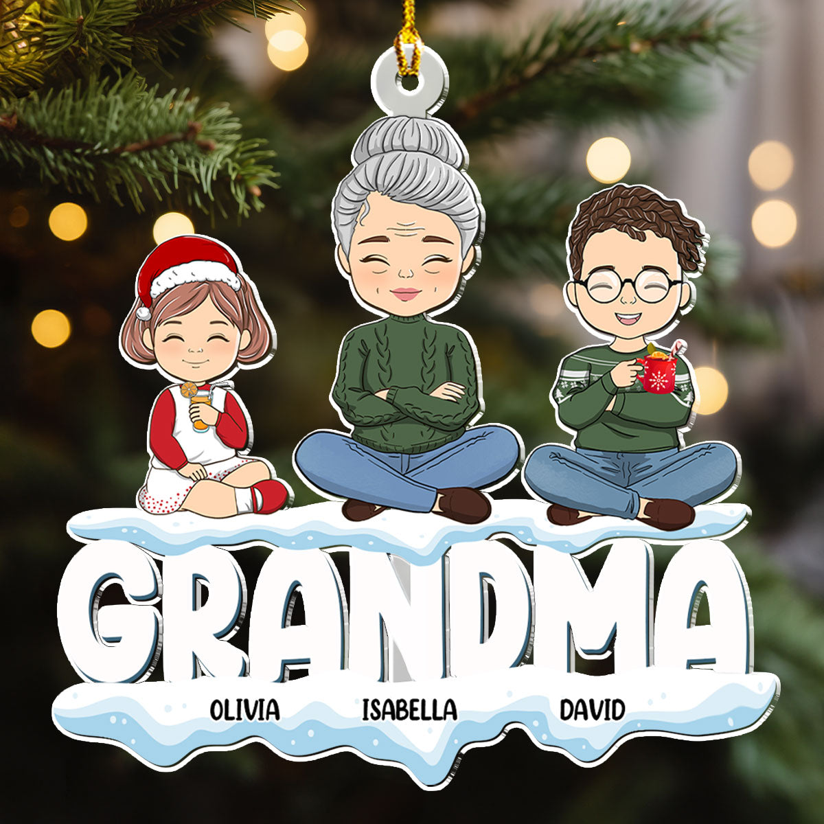 Grandparents And Kids - Personalized Custom Acrylic Ornament