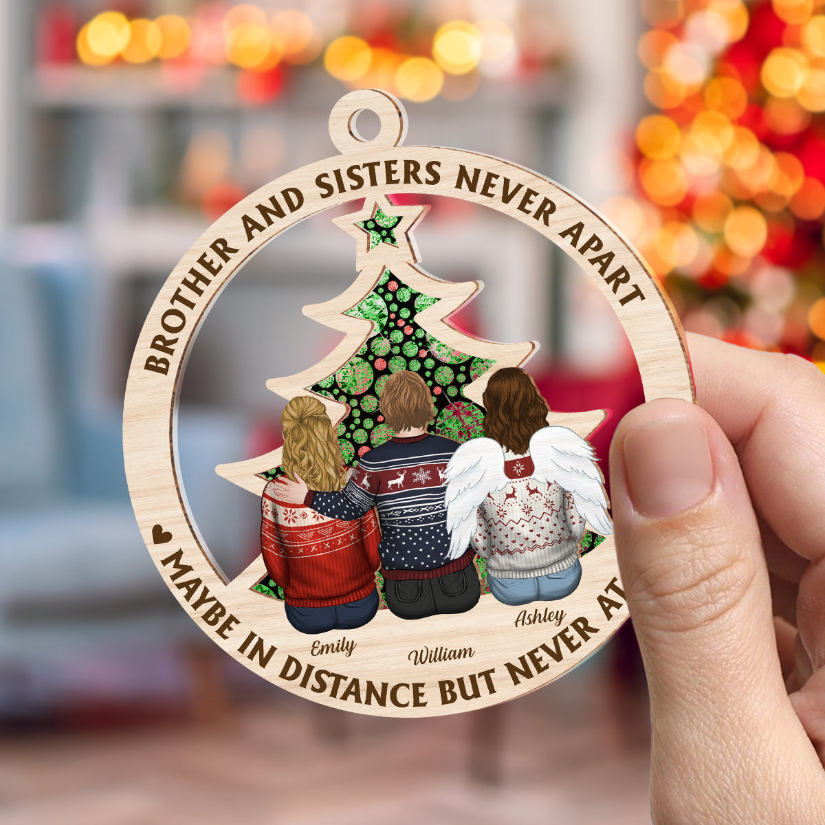 Brothers And Sisters Never Apart - Personalized Custom Suncatcher Ornament