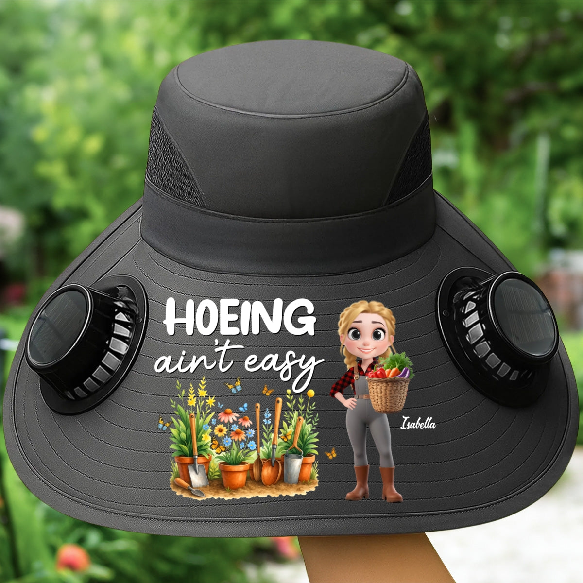 Hoeing Aint Easy- Personalized Custom Solar Fan Hat