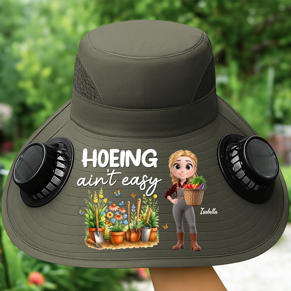 Hoeing Aint Easy- Personalized Custom Solar Fan Hat