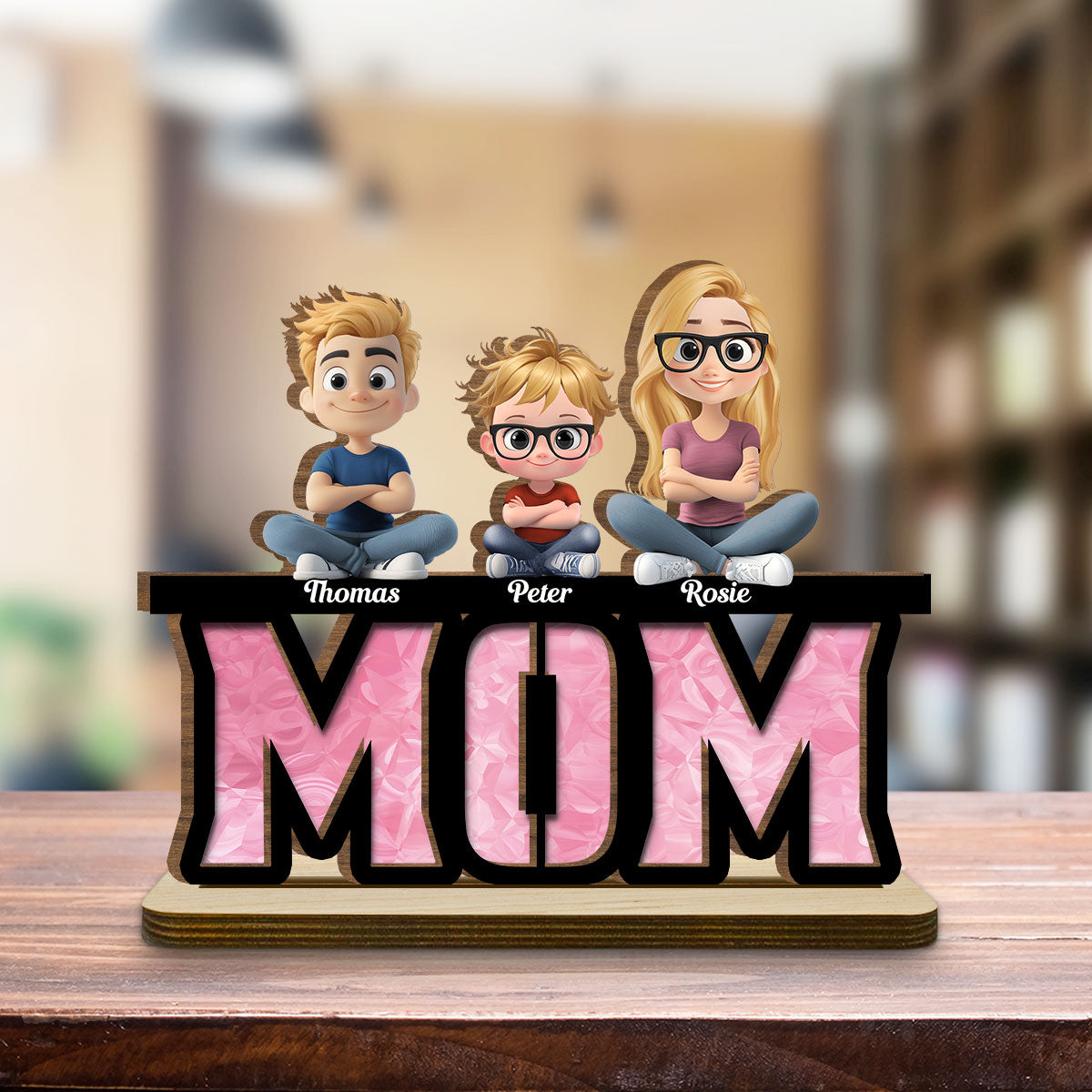 Our Mother, Our Sunshine - Personalized Custom 2-Layer Wood Plaque With Flat Base