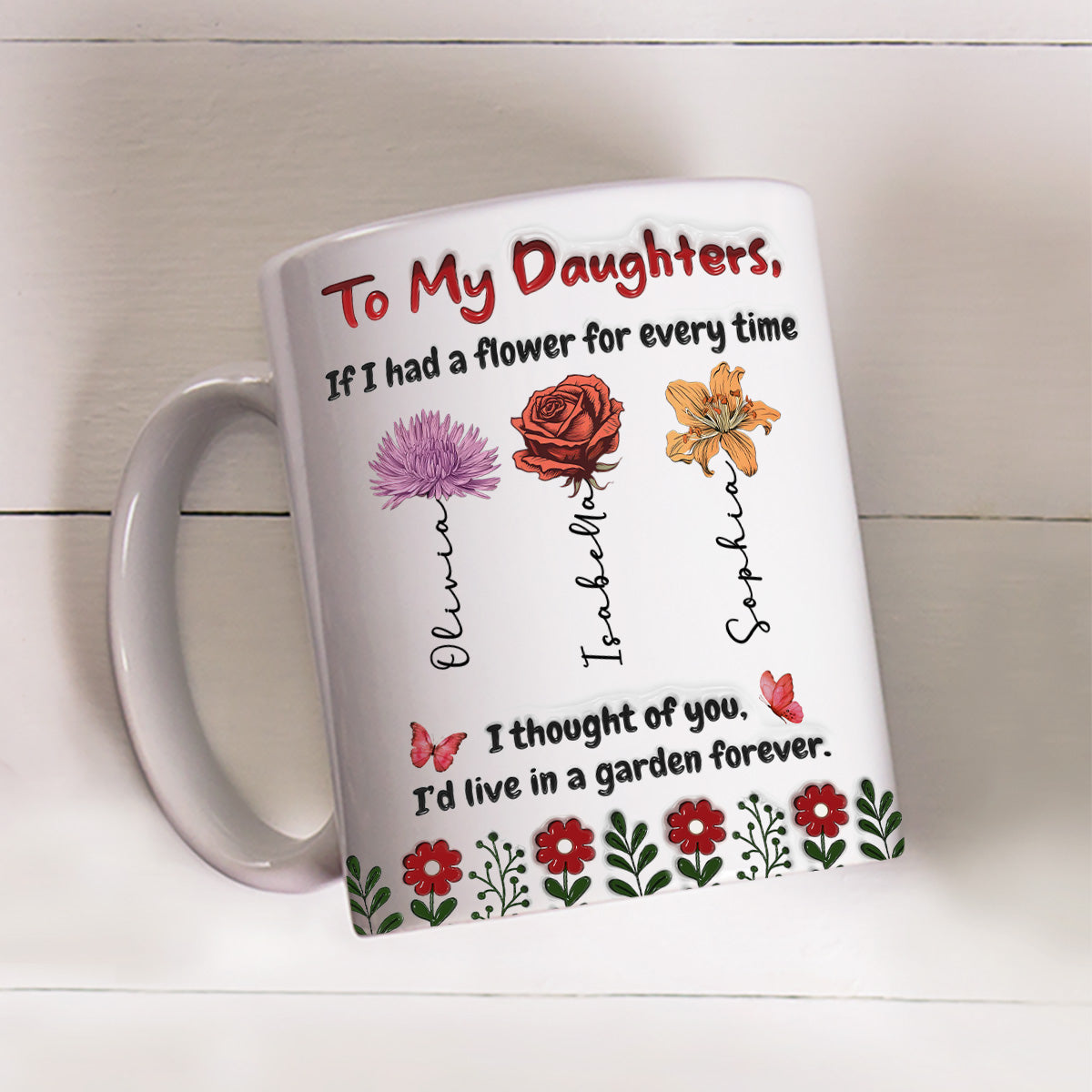Life Is Sweeter With Daughters - Personalized Custom 3D Inflated Effect Mug