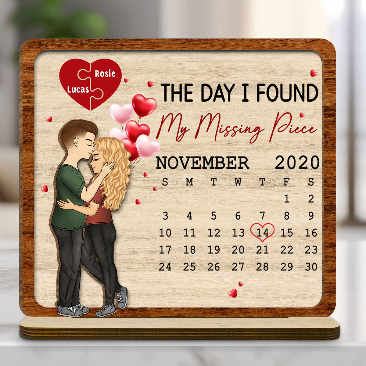 My Missing Piece - Personalized Custom 2-Layer Wood Plaque With Flat Base