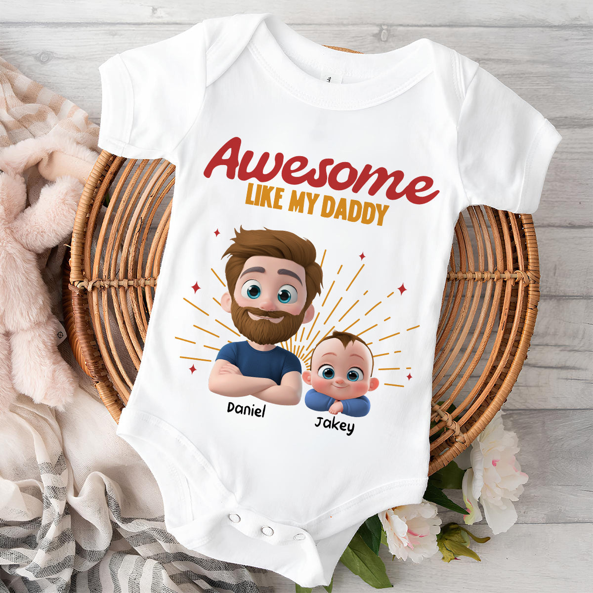 Awesome Baby Dad - Personalized Custom T-Shirt And Onesie