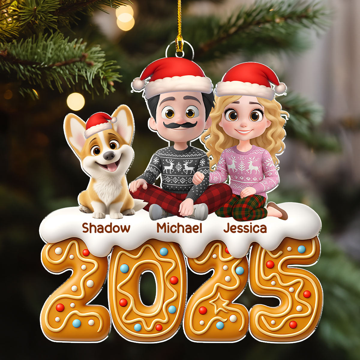 Couple And Dog Of The Year - Personalized Custom Acrylic Ornament