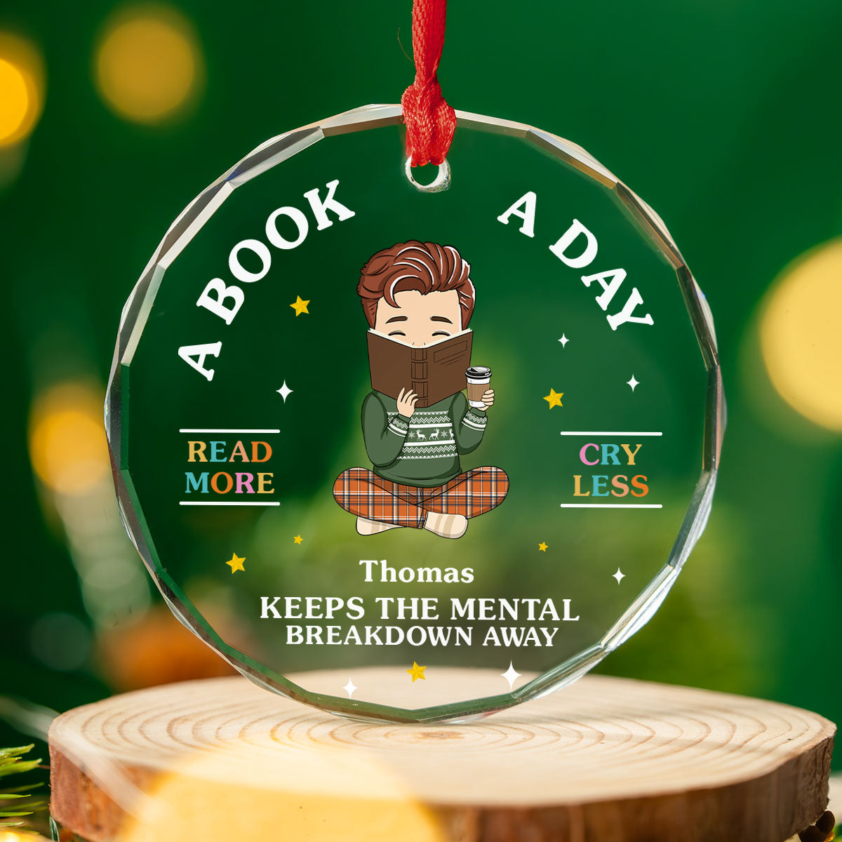 Read More, Cry Less - Personalized Custom Glass Ornament