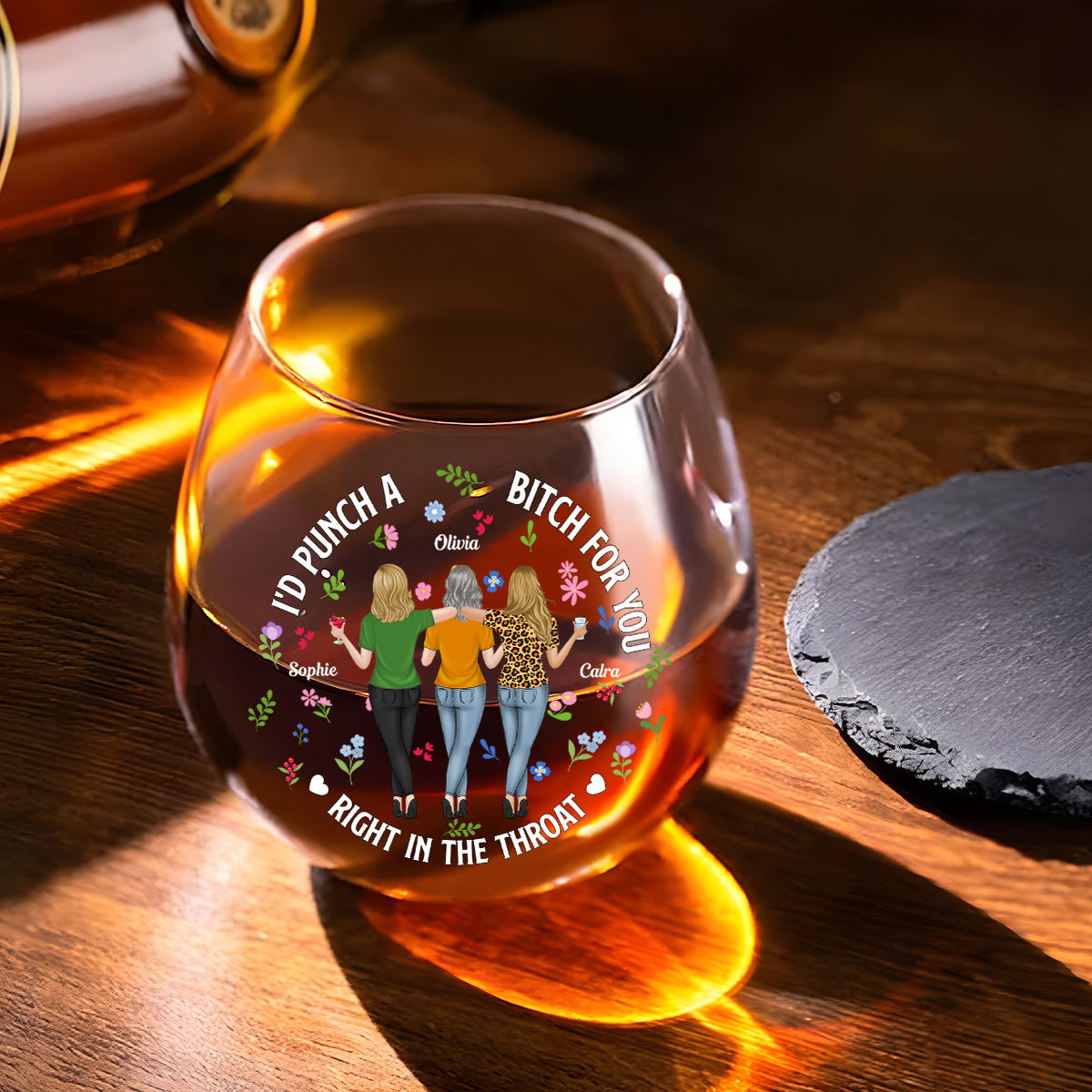 Punch Bitch Besties - Personalized Custom Wine Glass
