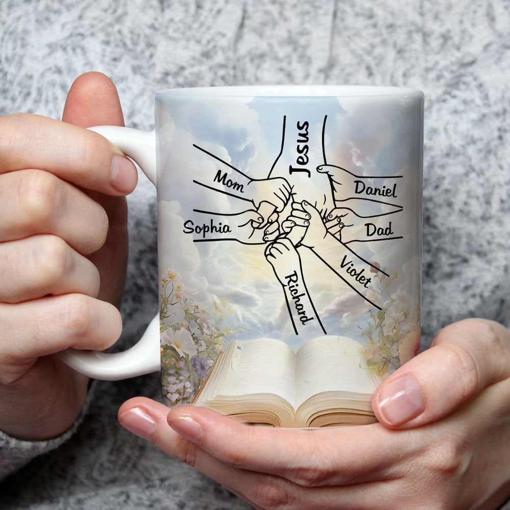God Holds Our Hands - Personalized Custom Coffee Mug